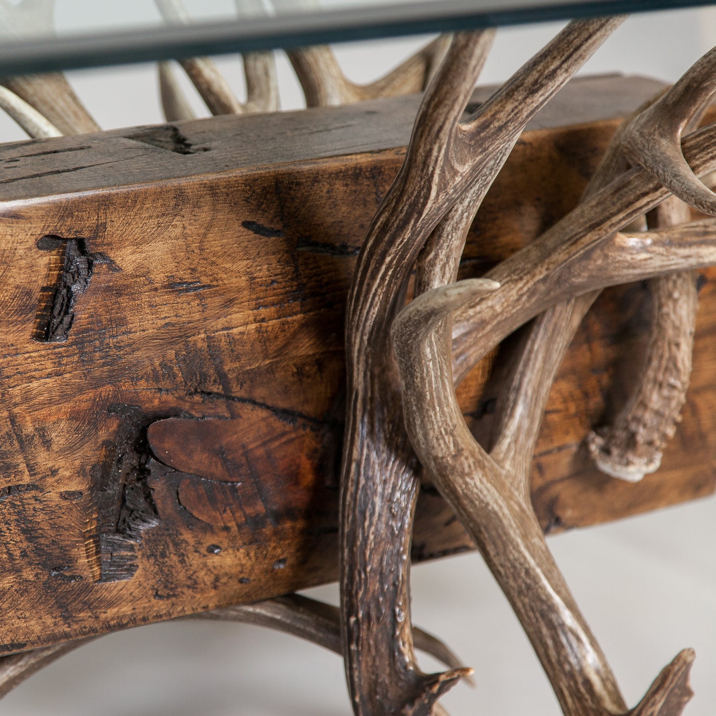 Timberline Mule Deer Antler Coffee Table with Reclaimed Wood