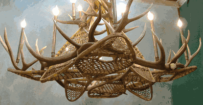 Mt. Evans Elk Antler Snowshoe Chandelier, Large - 12 Lights