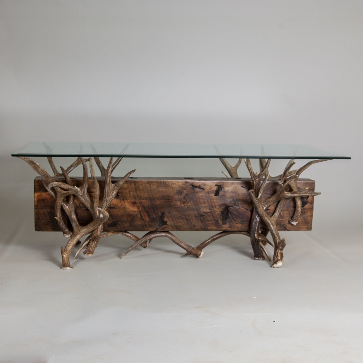 Timberline Mule Deer Antler Coffee Table with Reclaimed Wood