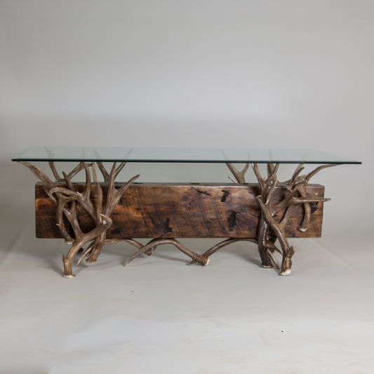 Timberline Mule Deer Antler Coffee Table with Reclaimed Wood