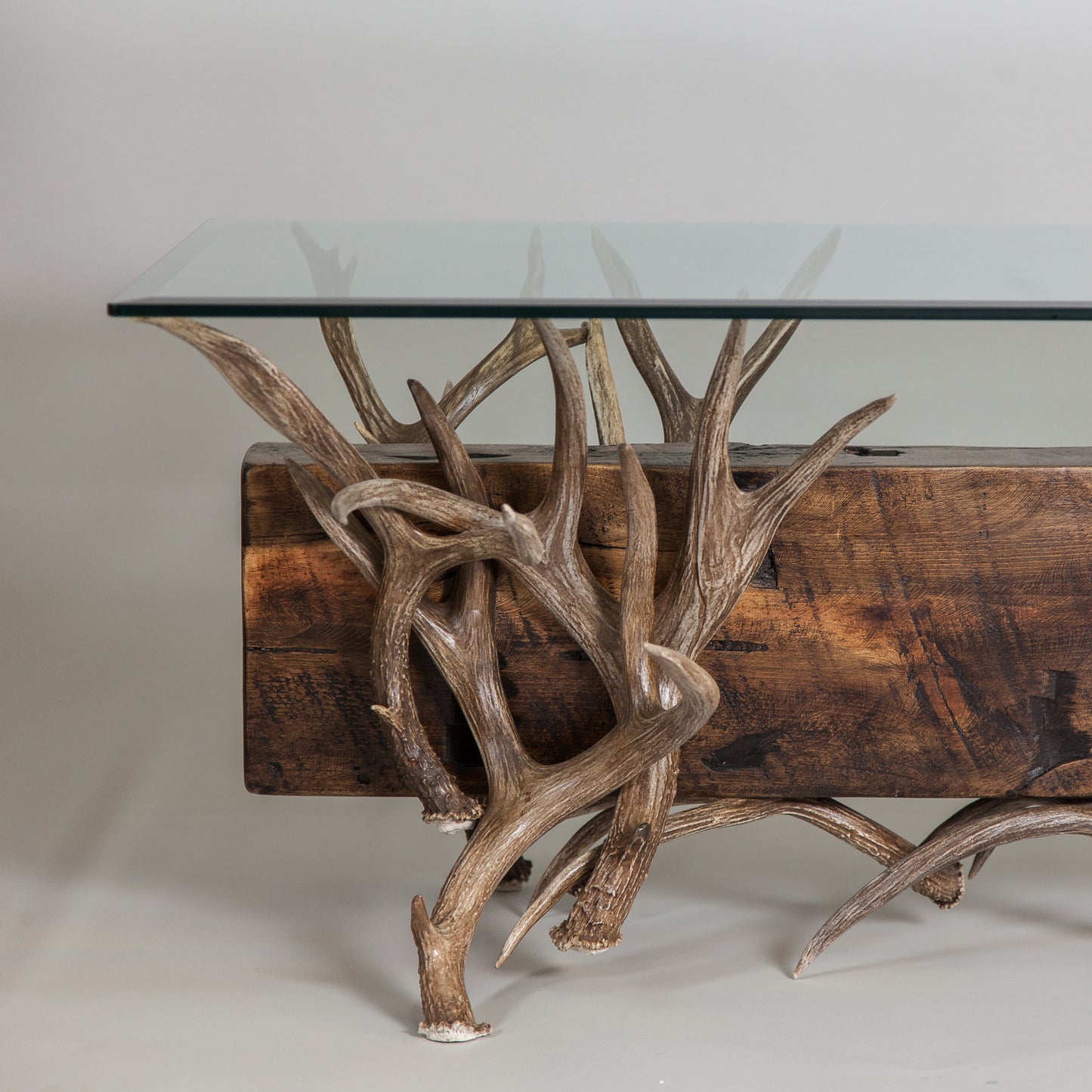 Timberline Mule Deer Antler Coffee Table with Reclaimed Wood
