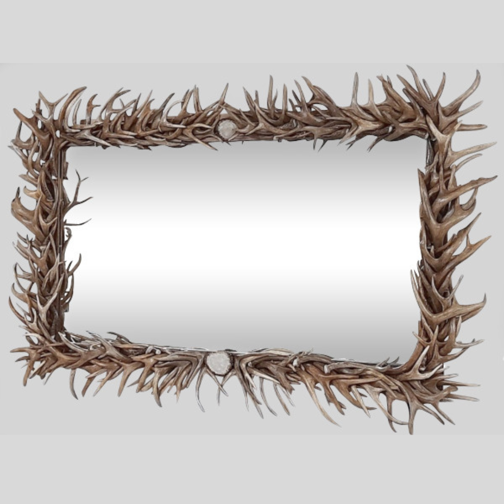 Rectangle Mule Deer Antler Mirror