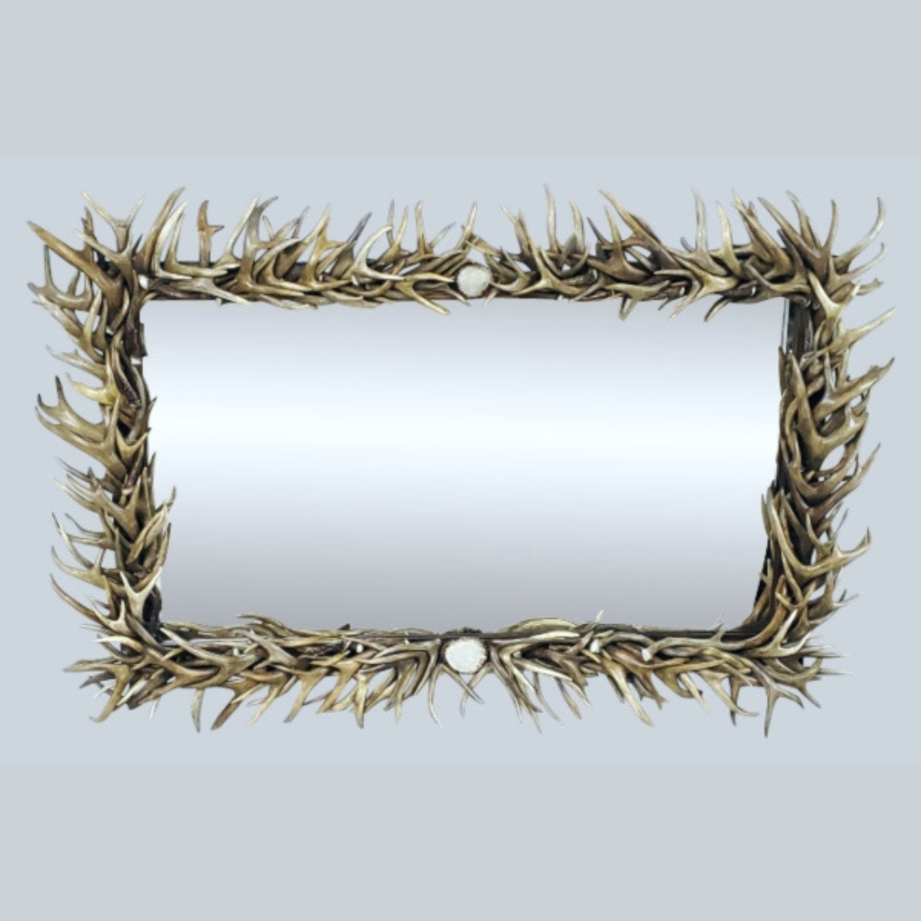 Rectangle Mule Deer Antler Mirror