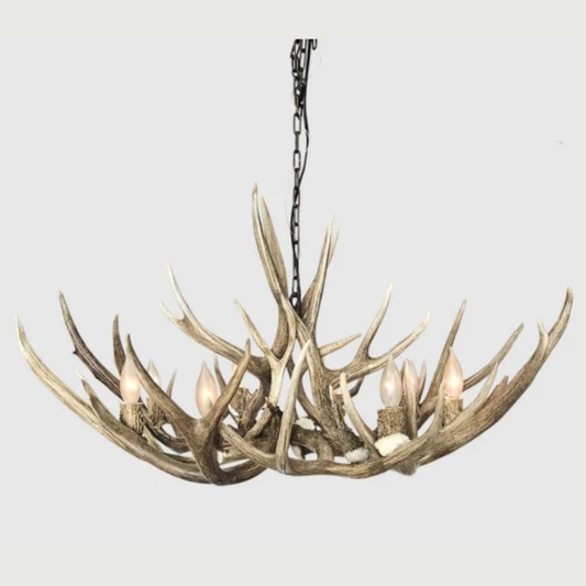 Farmhouse Mule Deer Antler Chandelier, Large - 8 Lights