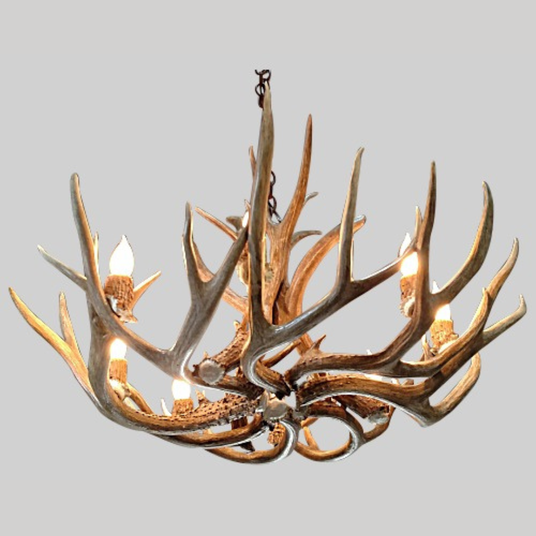 Farmhouse Mule Deer Antler Chandelier, Large - 8 Lights