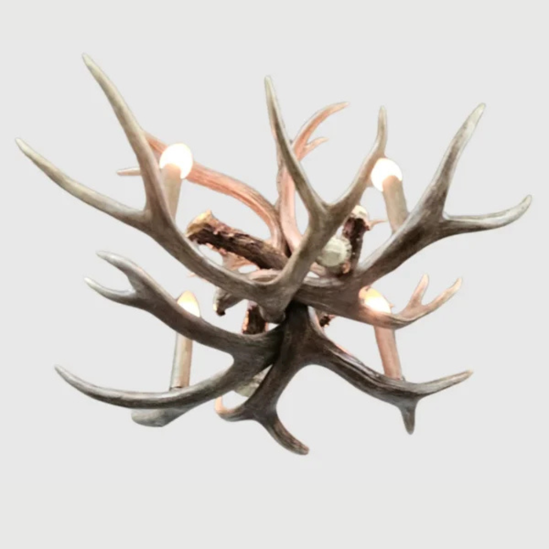 Farmhouse Mule Deer Antler Chandelier, Small - 4 Lights