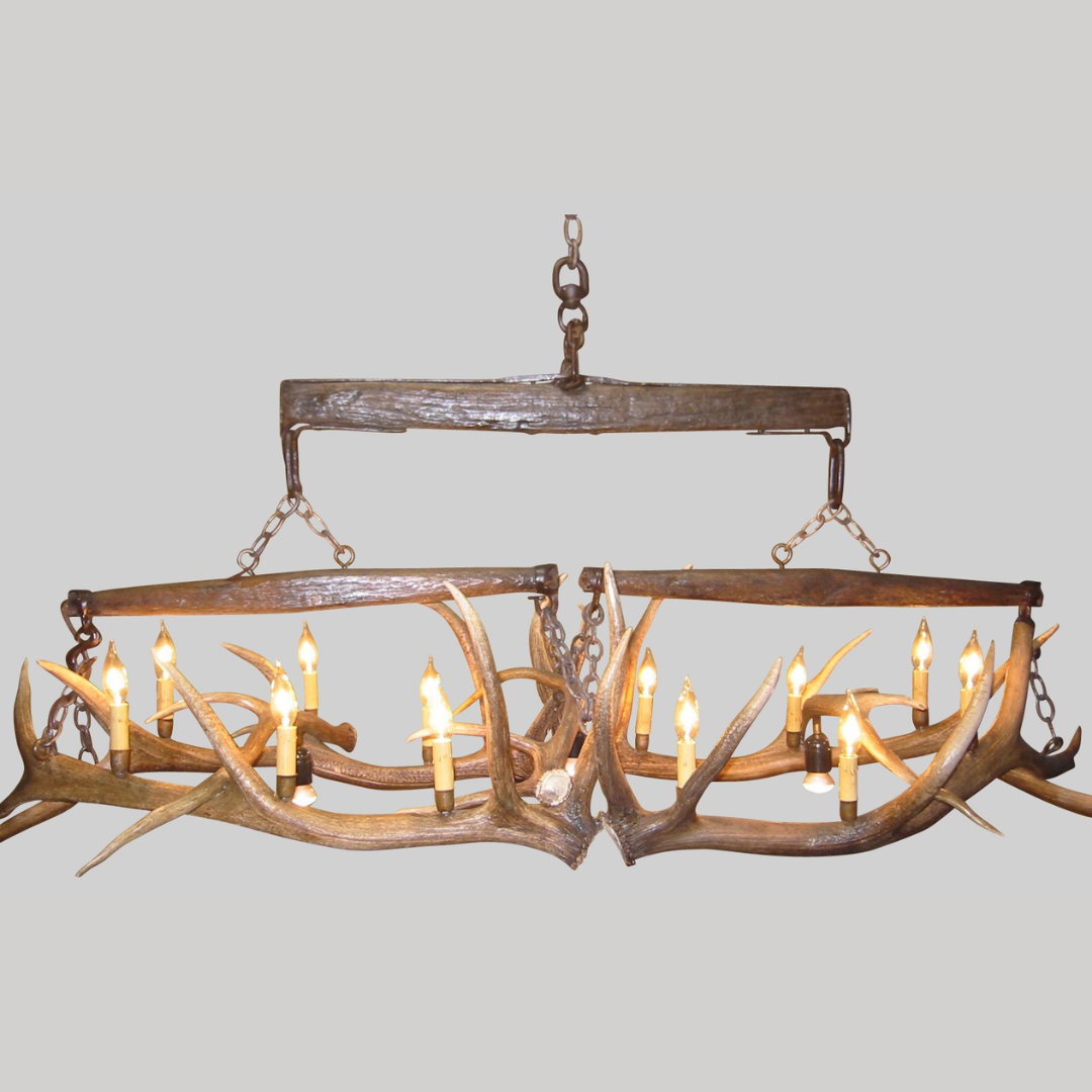 Snowmass Oval Elk Antler Chandelier, Large - 15 Lights