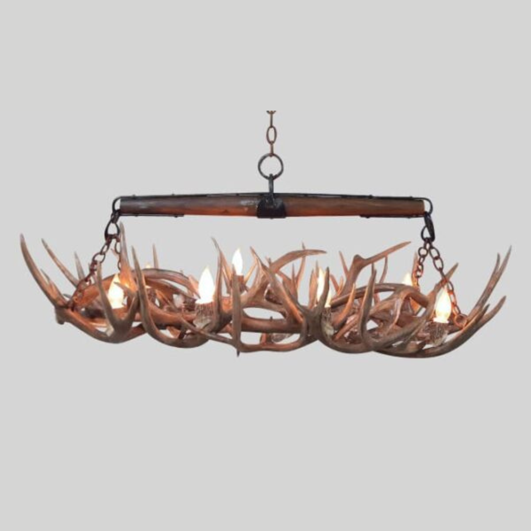 Snowmass Oval Mule Antler Chandelier, Small - 10 Lights