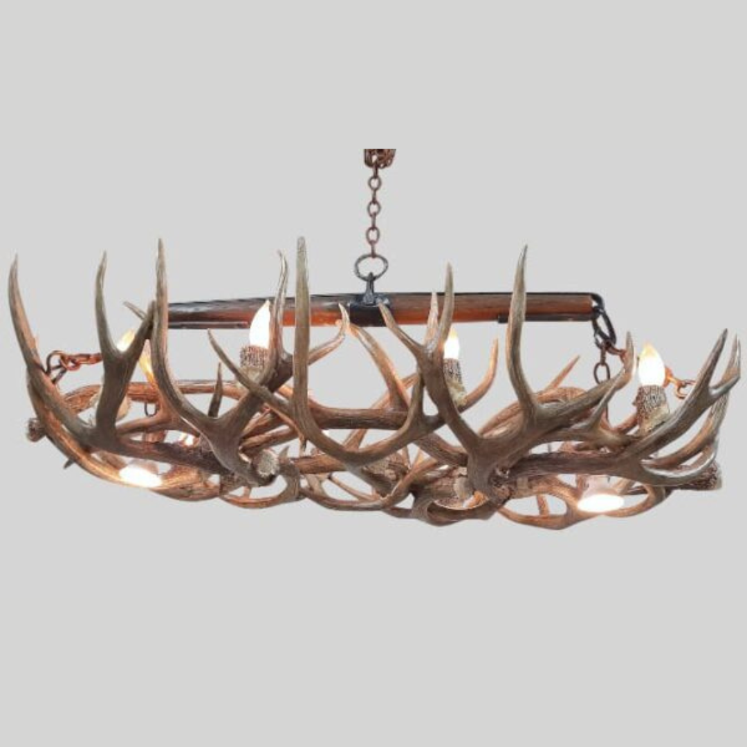 Snowmass Oval Mule Antler Chandelier, Small - 10 Lights