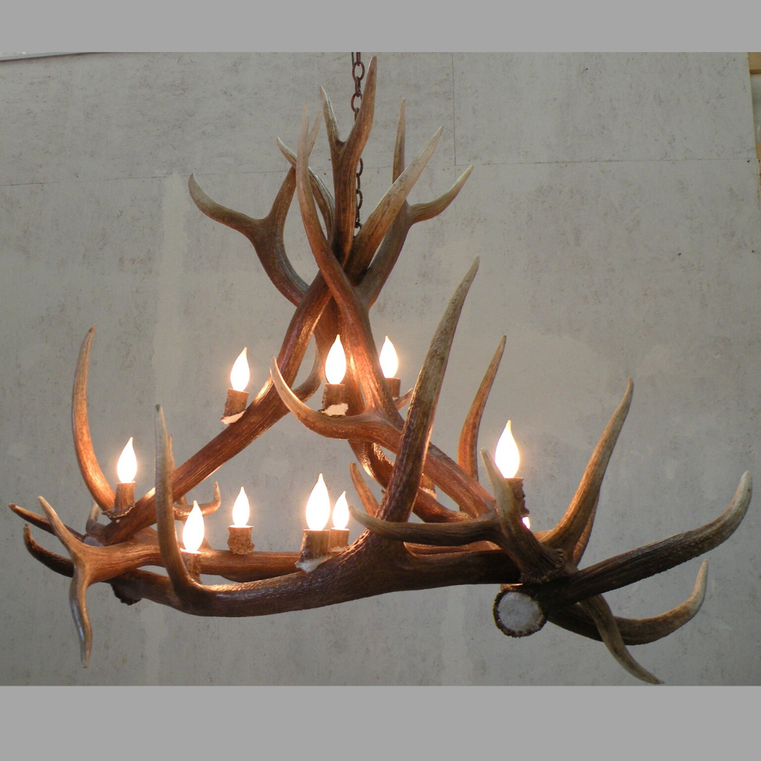 Pyramid Peak Elk Chandelier, Medium – 9 Lights