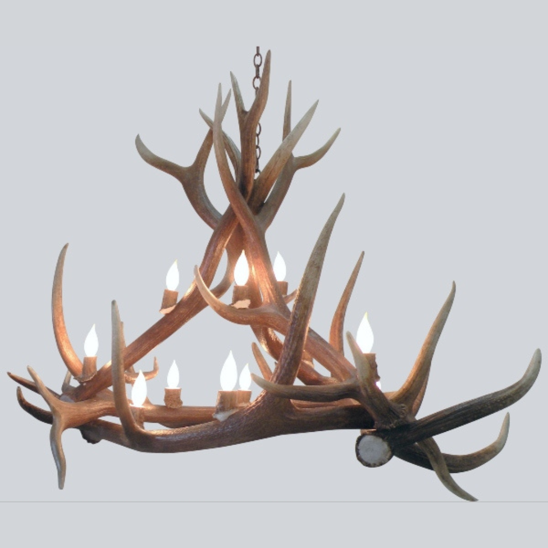 Pyramid Peak Elk Chandelier, Medium – 9 Lights