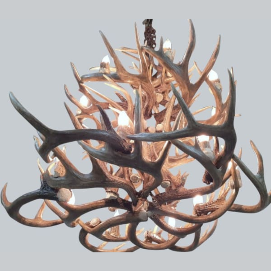 La Plata Peak Medium Whitetail Antler Chandelier - 2 Tiers, 16 Lights