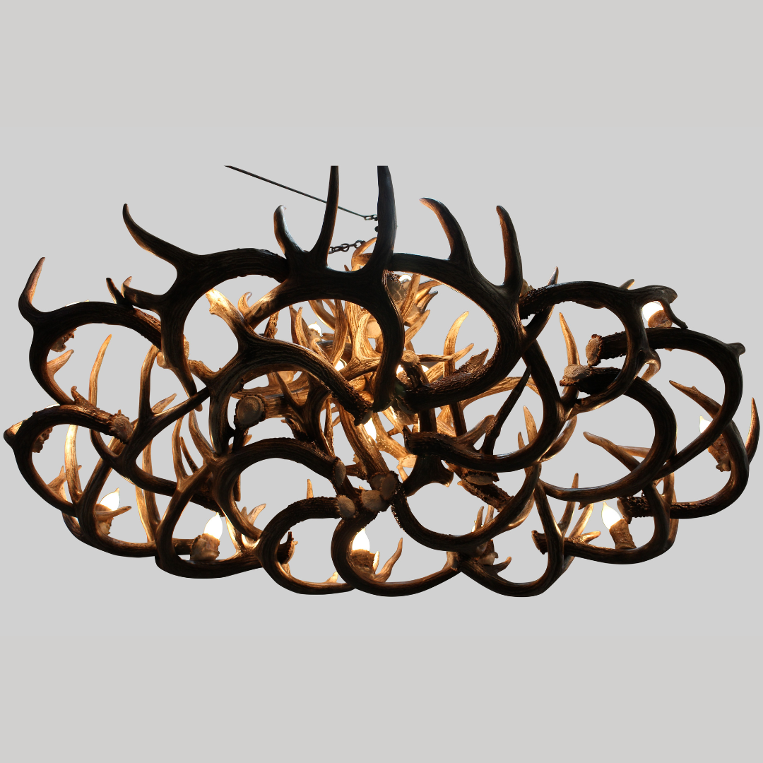 Blanca Peak Oval Whitetail Deer Antler Chandelier - 16 Lights