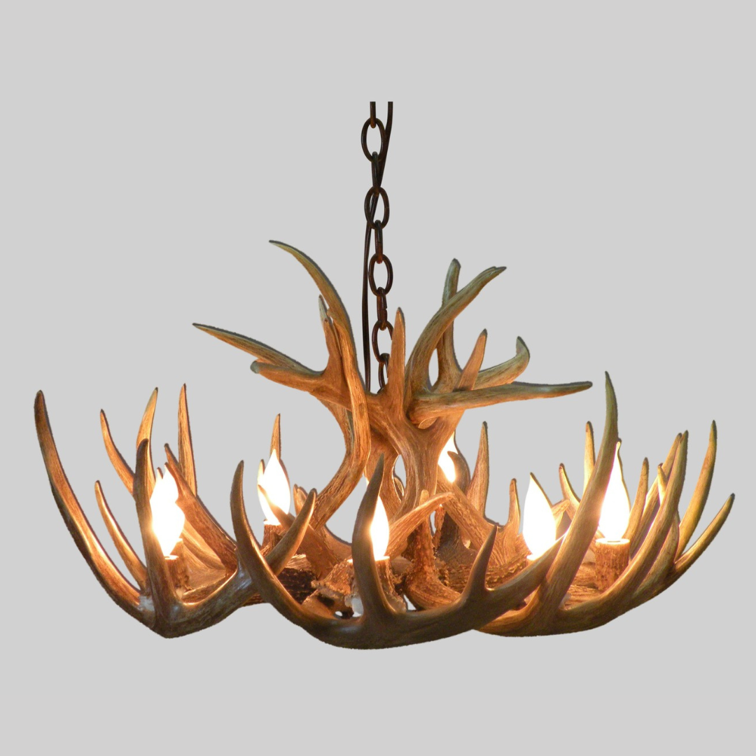 Little Bear Round Whitetail Deer Antler Chandelier, Large – 8 Lights