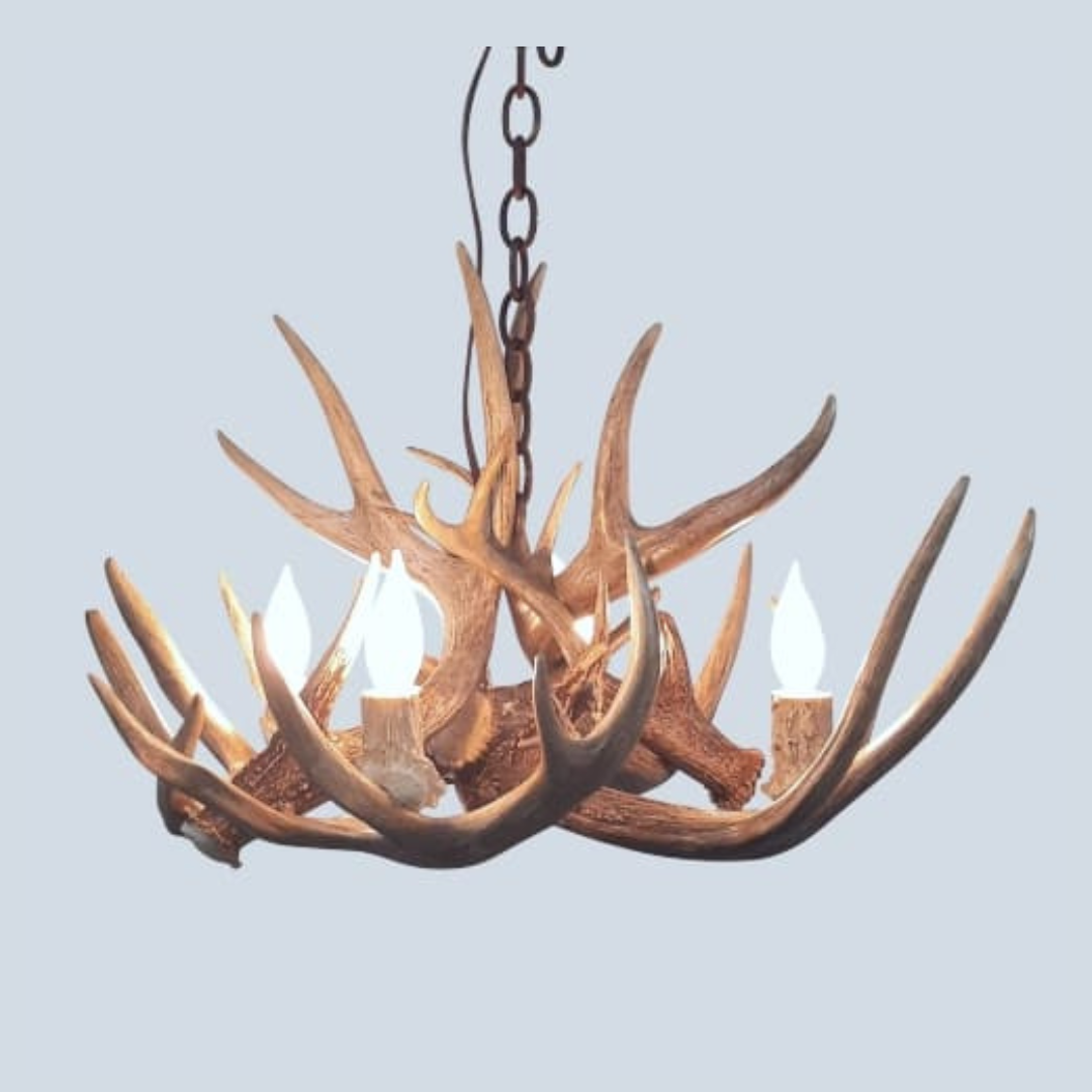 Little Bear Round Whitetail Deer Antler Chandelier, Small – 4 Lights