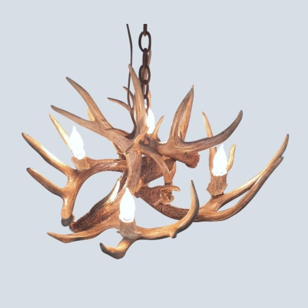 Little Bear Round Whitetail Deer Antler Chandelier, Small – 4 Lights