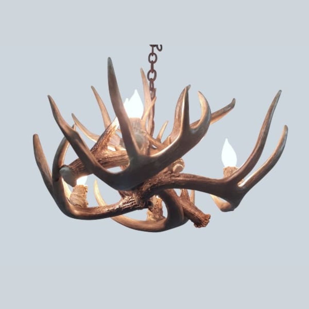 Little Bear Round Whitetail Deer Antler Chandelier, Small – 4 Lights