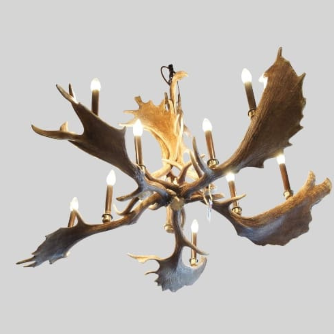 Peak Round Fallow Deer Antler Chandelier - 12 Light