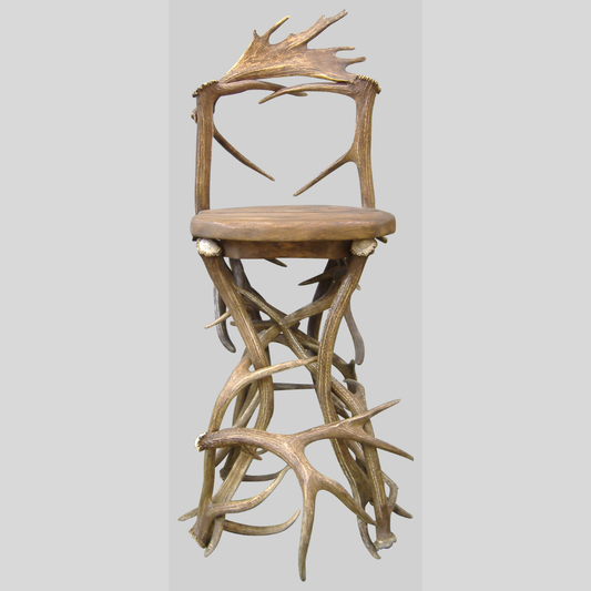 Elk Antler Barstool With Backrest