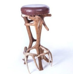 Elk Antler Bar Stool – Leather Seat