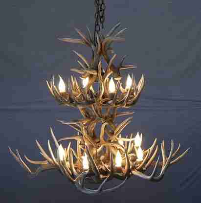 La Plata Peak Medium Whitetail Antler Chandelier - 2 Tiers, 16 Lights