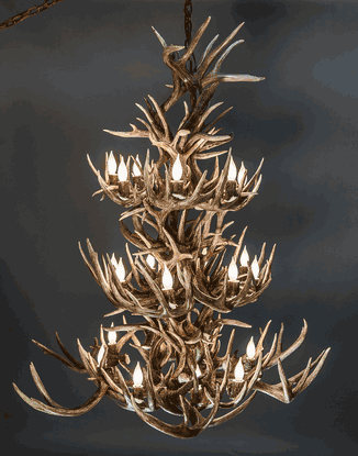 La Plata Peak Large Whitetail Deer Antler Chandelier - 3 Tiers, 24 Lights