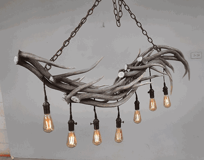 Peak Axis Deer Seven Falls Antler Chandelier - 7 Lights