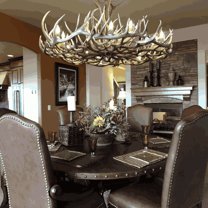 Mt. Elbert Elk And Mule Deer Chandelier, Large - 18 Lights