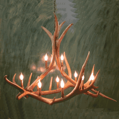 Peak Elk Antler Chandelier - 9 Light