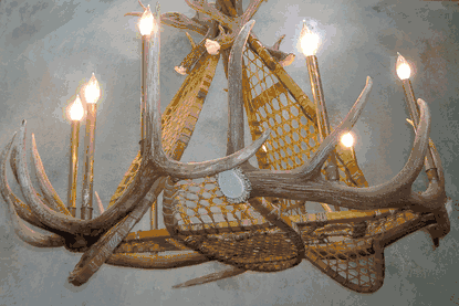 Mt. Evans Elk Antler Snowshoe Chandelier, Medium - 8 Lights