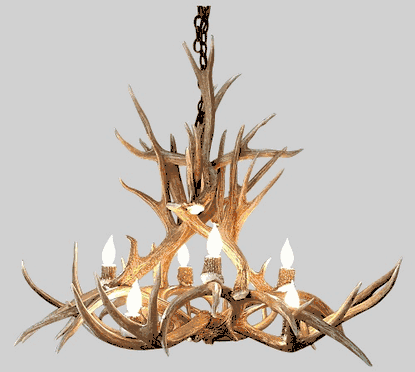 Ponderosa Mule Deer Antler Chandelier, Medium - 8 Lights