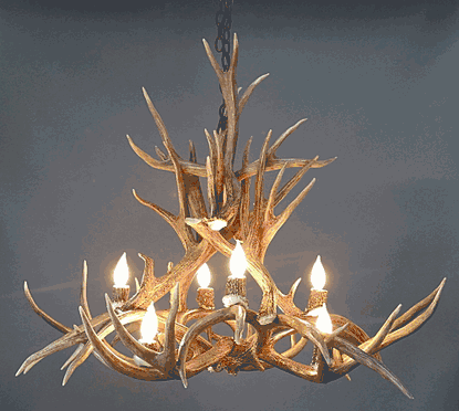 Ponderosa Mule Deer Antler Chandelier, Medium - 8 Lights